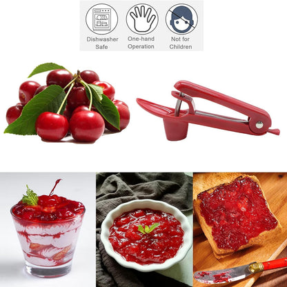 Fast Cherry Pitter Tool,Space-Saving Cherry Pitter Remover,Olive Pitter Tool,Multi-Function Fruit Pit Remover, Quick Release Cherry Corer Tool (Red)