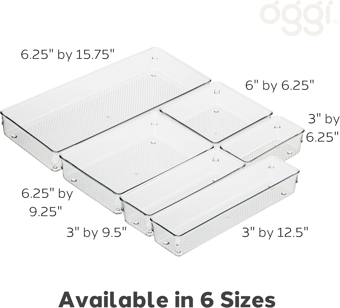 Oggi Clear Drawer Organizer - 3" X 12.5" - Ideal for Organizing Kitchen Drawers, Office, Desk, Silverware, Kitchen Utensils, Cosmetics and Bathrooms