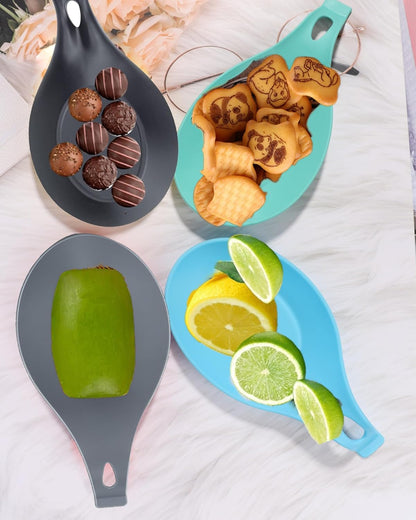 6 Pack Silicone Spoon Rest for Stove Top, Heat Resistant Kitchen Spoon Holder for Counter, Multi-Color (Multi-6)