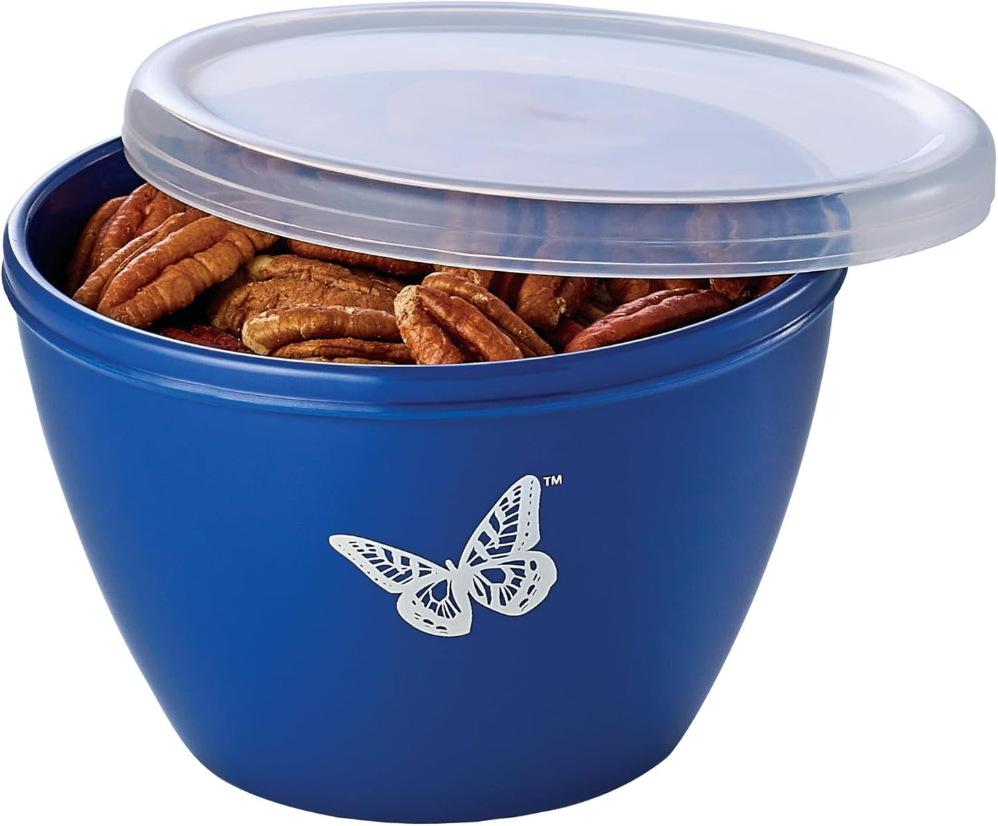 Dolly Parton Prep Bowl Set with Lids, 4 Piece Blue Butterfly Design, Airtight Storage, Mixing and Serving Bowls, Dishwasher Safe, 1 Through 4 Cup Sizes