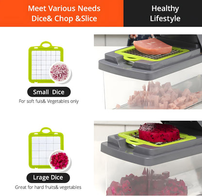 15-in-1 Vegetable Chopper with Container and Lid, Multifunction Food Chopper, Mandoline Slicer, Vegetable Cutter for Onion, Potato, Fruit, Salad Meal Prep, Kitchen Gadget & Home Cooking Essentials