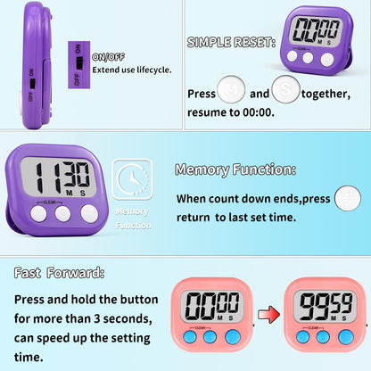 Timer for Kids Teachers Supplies Digital Kitchen Timers for Cooking Large Magnetic Classroom Timer 2Pack-Blue Green