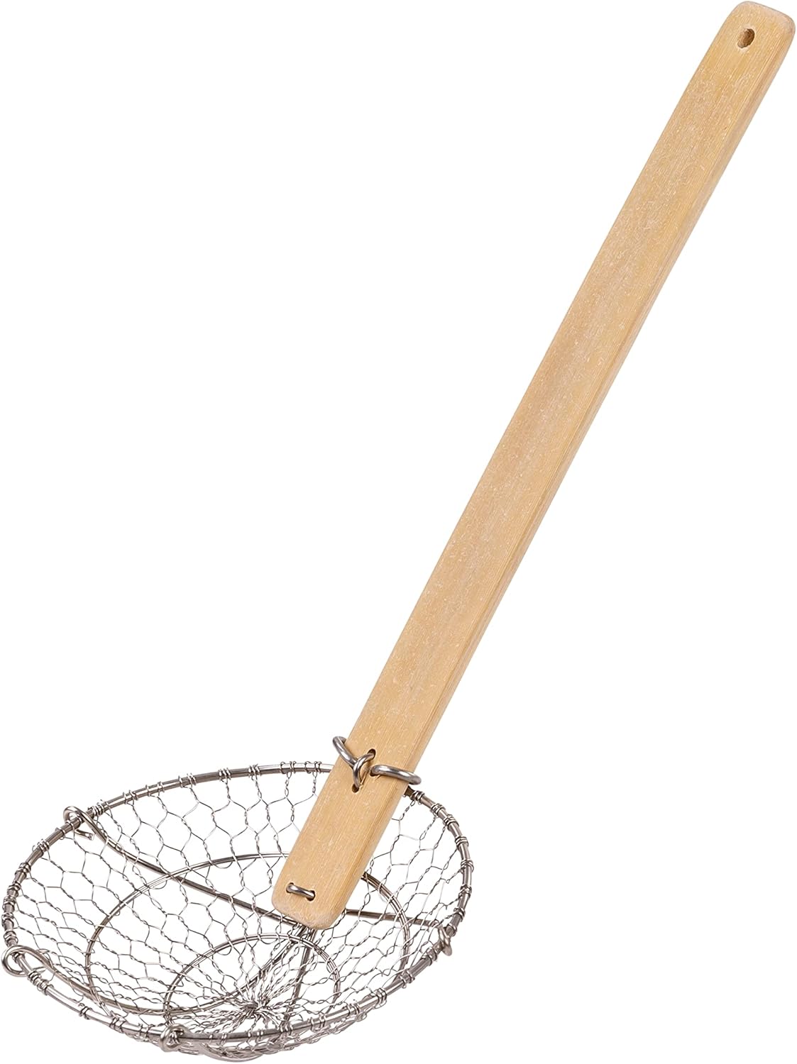 Joyce Chen Kitchen Spider Strainer Stainless Steel 5-Inch Wire Basket with Heat-Resistant Bamboo Handle
