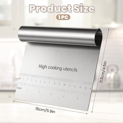 2 Pcs Bench Dough Scraper Cutter, Stainless Steel Pastry Cutter Kitchen Food Scraper Chopper, Metal Dough Scrapers Versatile Kitchen Tool for Butter, Baking, Bread, Cake, Pizza, and More(2Pcs)