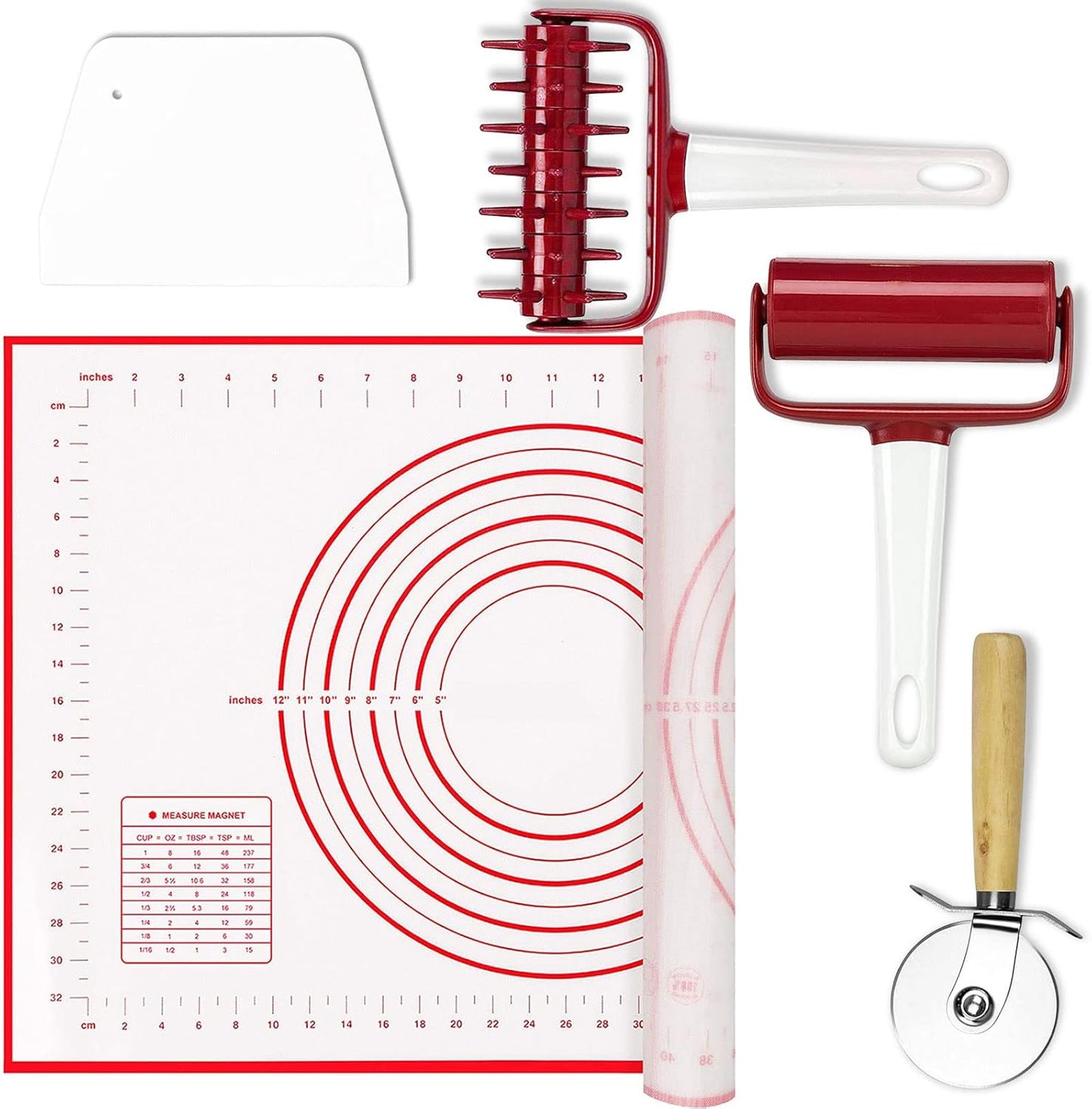 3 pcs Pizza Tool Set Including Pastry Pizza Roller, Pizza Dough Docker that Time-Saving and Dough Cutter (3 pcs)