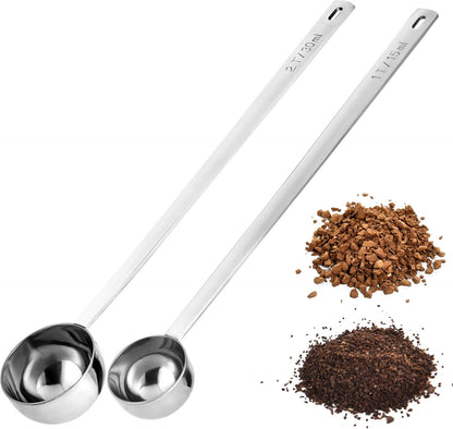 18/8 Stainless Steel Coffee Scoop, Doosu Food-Grade Metal Measuring Spoon with 6.9in Long Handle, Tablespoon Scooper for Coffee Beans, Ground Coffee, Espresso, Protein Powders, Tea, Sugar (1 Tbsp)