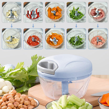 Vegetable Chopper Manual Hand Pull String Onion and Garlic Mincer Chopper 500ml Small Fruit and Veggie Cutter Portable for Ginger Chili Pepper Meat Salad - Pink