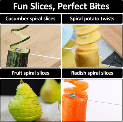 Stainless Steel Spiral Cutter, 1 Pc Flower Curler for Potatoes, Zucchini, Cucumbers, Carrots, Easy to Clean & Use, Black