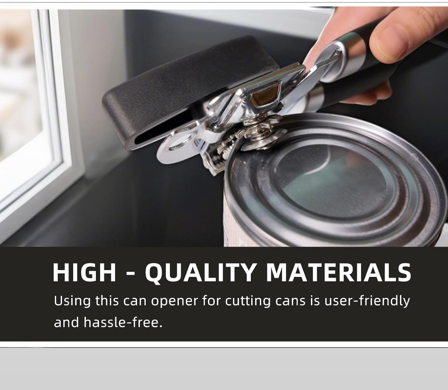 Can Opener Manual with Smooth Edge - Heavy Duty Stainless Steel Handheld Opener for Seniors, Opens Cans & Jars, Ergonomic Grip, Easy Clean (Abre Latas/Abridor de Latas)
