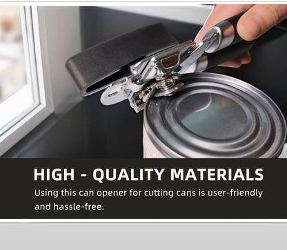 Can Opener Manual with Smooth Edge - Heavy Duty Stainless Steel Handheld Opener for Seniors, Opens Cans & Jars, Ergonomic Grip, Easy Clean (Abre Latas/Abridor de Latas)