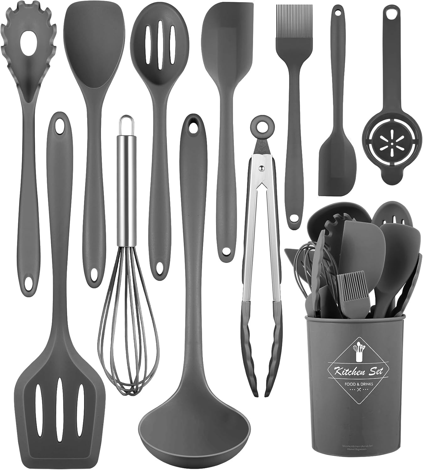 Kitchen Utensils Set-12 Pieces Silicone Cooking Utensils Set (Dishwasher Safe) 392°F Heat Resistant Spatula Set,Kitchen Utensil Set for Nonstick Cookware,Best Kitchen Tools with Holder