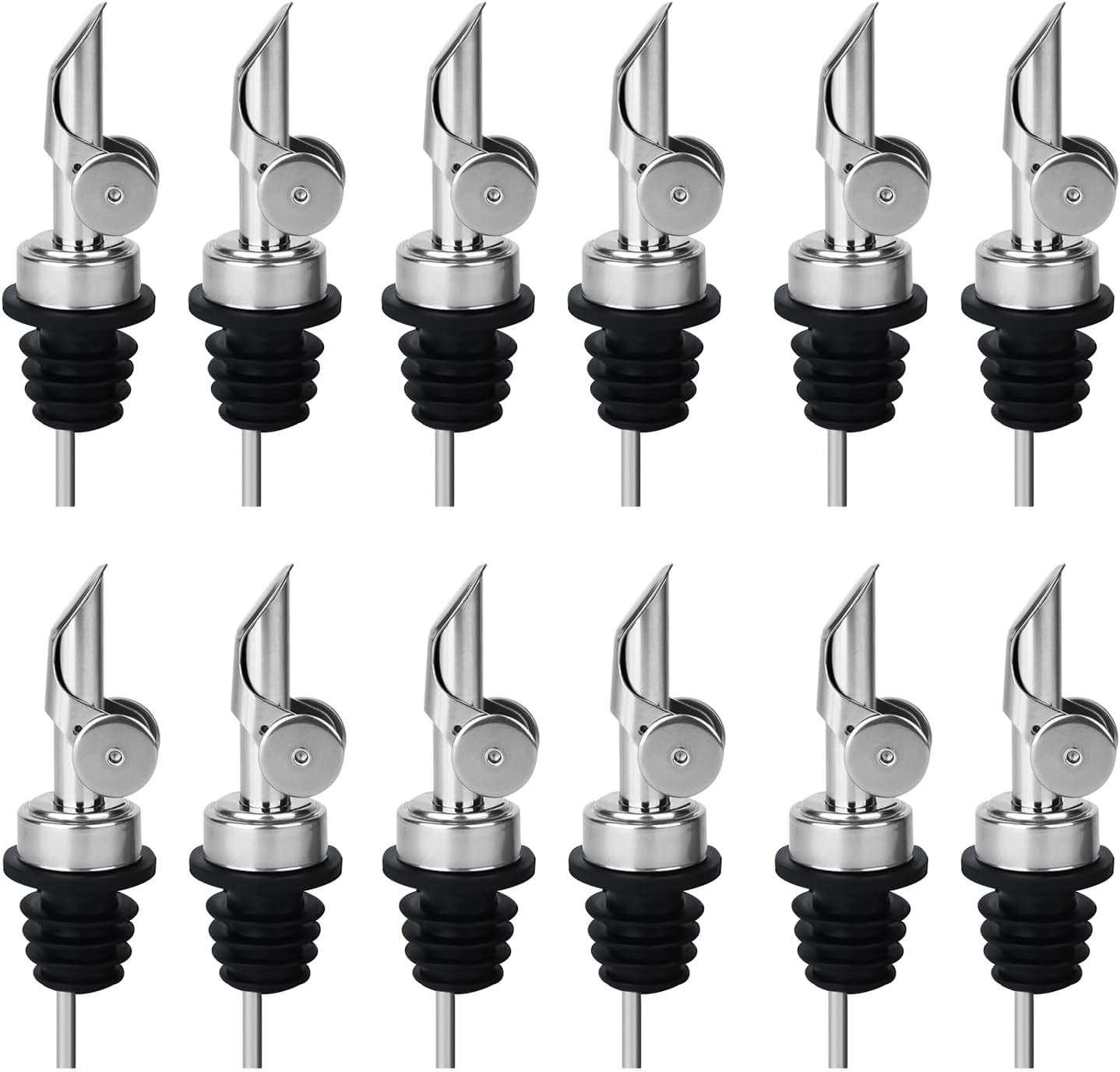 2PCS Stainless Steel Pourers, Speed Liquor Bottle Pourer, Olive Oil and Vinegar Tapered Stopper Spout, Suitable for About 3/4" Bottle Mouth, Olive Oil Spout with Sealed Dust Caps