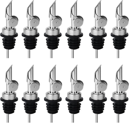 2PCS Stainless Steel Pourers, Speed Liquor Bottle Pourer, Olive Oil and Vinegar Tapered Stopper Spout, Suitable for About 3/4" Bottle Mouth, Olive Oil Spout with Sealed Dust Caps