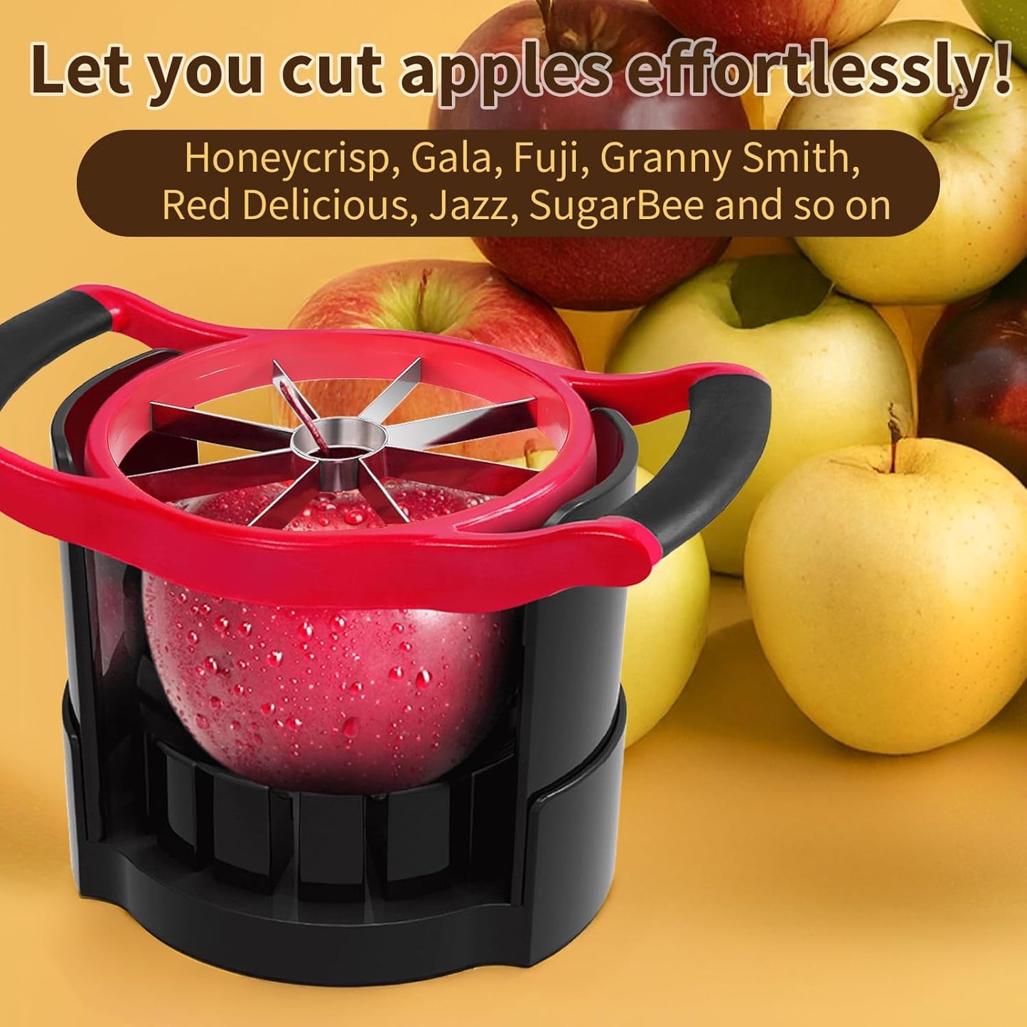 [Upgraded] Newness 5.12 Inch Large Apple Slicer and Corer, Cut 8 Slices All the Way Through, HEAVY DUTY Stainless Steel Apple Corer & Slicer for Fruits & Vegetables - Dishwasher Safe