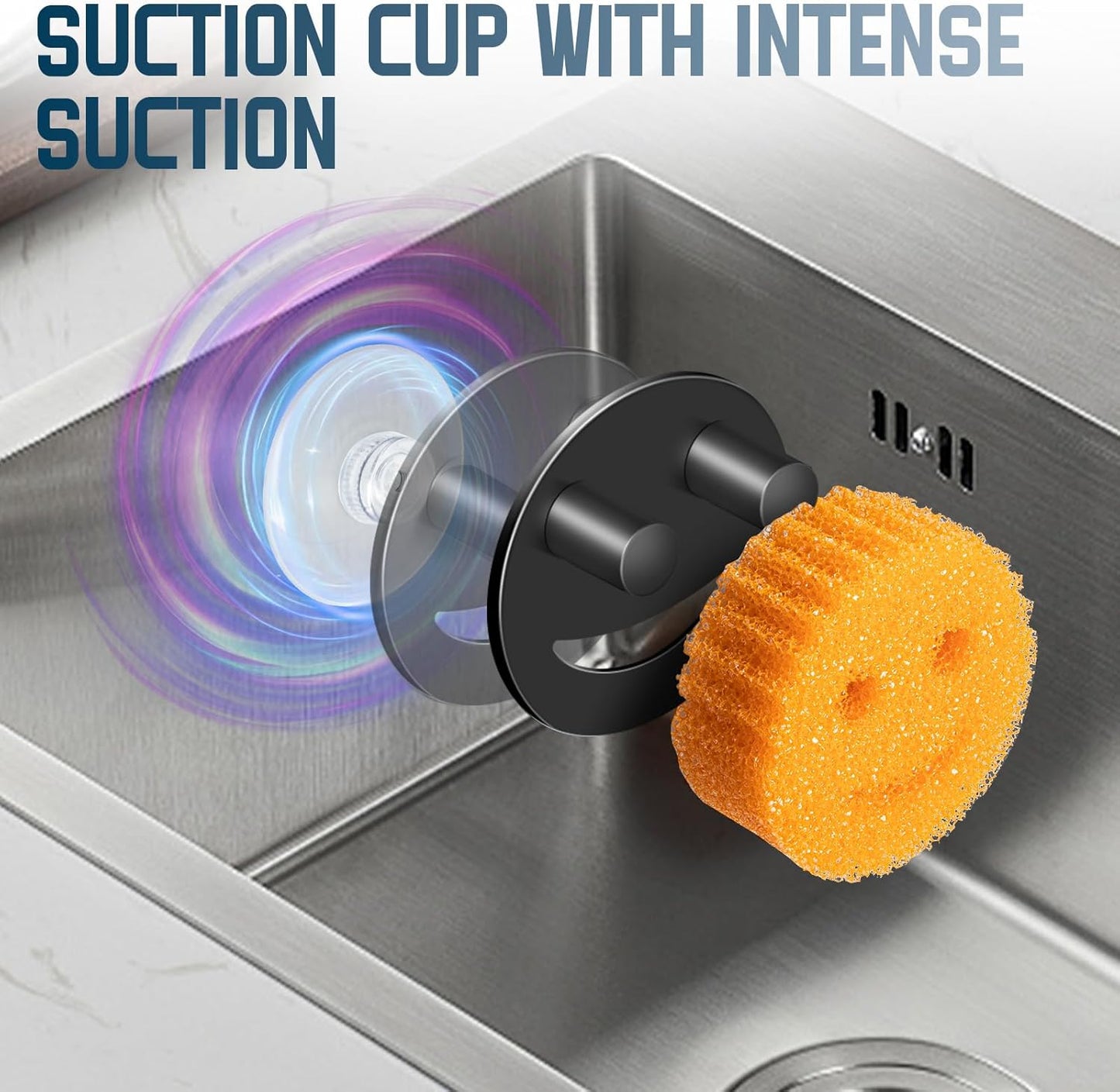 Yoshiky Stainless Steel Smiley Face Dish Sponge Holder, Silver Sink Caddy Organizer Storage with Suction Cup for Kitchen, Rv Apartment Kitchen Accessories Decor Scrubber