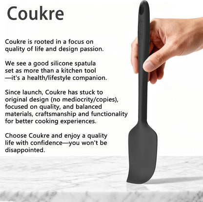 Coukre Silicone Spatula Set of 5,High Temperature Resistant, Food Grade Silicone, Dishwasher Safe, for Baking, Cooking (Pure Colorful A)