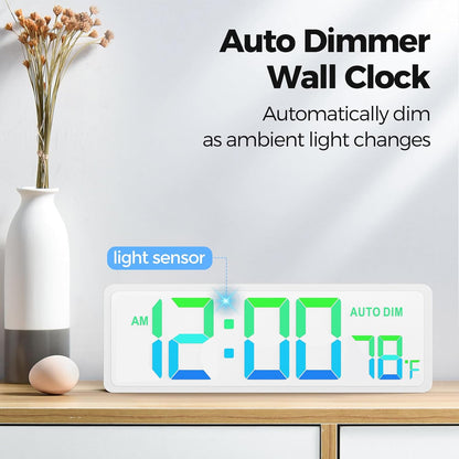 REACHER 16.5" Large Digital Wall Timer Clock with Countdown Timer, Auto Dimmer, Temperature, Remote Control, LED Wall Clock for Teacher, Classroom, Office, Home Decor, Kitchen, Gym, Living Room