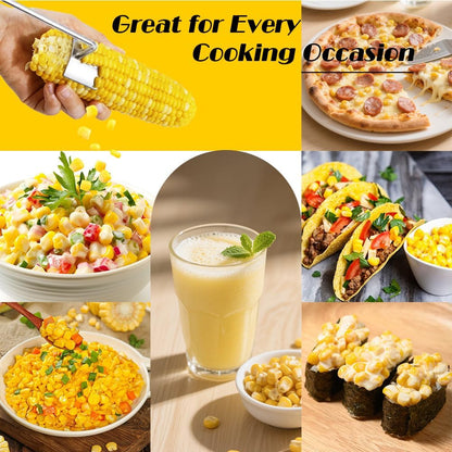 2PCS Stainless Steel Corn Cob Peeler,Professional Corn Cutter Tool to Remove Kernels from Corn on the Cob,Durable & Easy-to-Use Kitchen Gadget for Raw/Cooked Corn