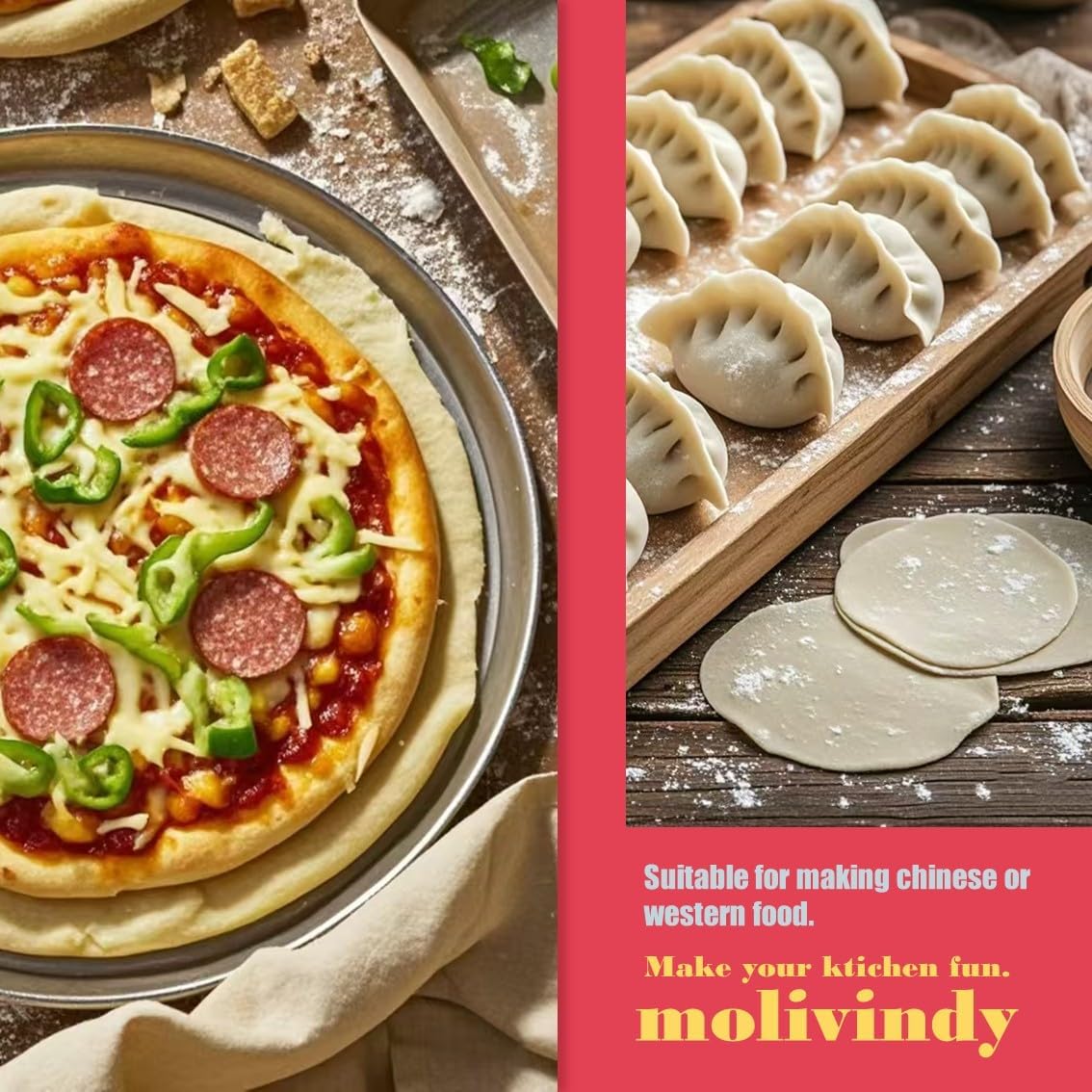 Small Rolling Pin, Wooden Dough Roller, Non-Stick Pizza Roller, Dough Baker Roller Set for Home Kitchen Baking Cooking.