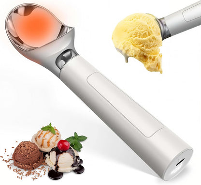 Heated Ice Cream Scoop Rechargeable, Waterproof Electric Ice Cream Scoop for Hard Ice Cream, Rechargeable with LED Display, Heats to 158°F for Dessert Shops, Fathers Day Gifts Homes Kitchen Gadgets