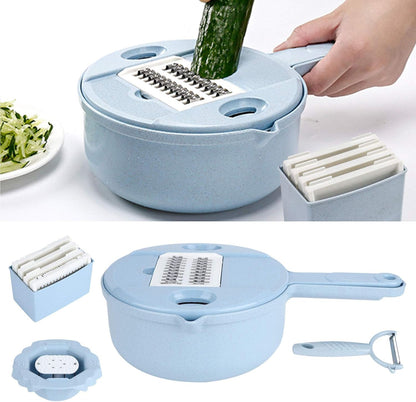 Food and Chopper Manual Vegetable Cutter with 4 Blades for Potatoes Carrots Cucumbers and More Safe Hand Guard Included Kitchen Utensil for Efficient Slicing and Dicing
