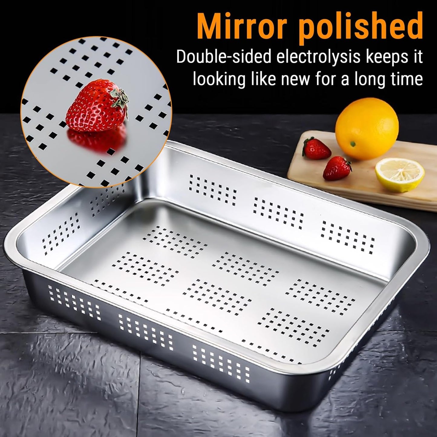 Rectangle Strainer, Stainless Steel Mesh Over The Sink Colander Sink Basket Fine Mesh Strainer Baskets Vegetable Fruit Colander Strainer Kitchen Tools