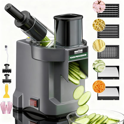 WantJoin 5 in 1 Electric Vegetable Chopper - Multifunctional Commercial Vegetable Dicer Food Fruit Processor Stainless Steel Blades for Slicing(2.5mm), Dicing(8/12mm), Chopping(2.5mm),Shredding