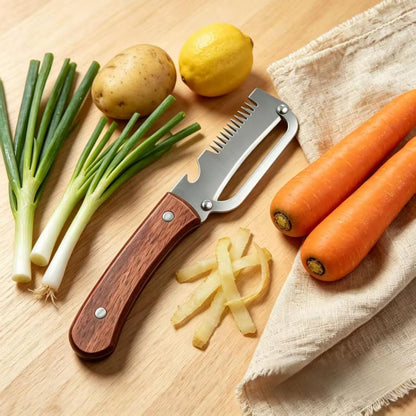 Utilira Shredder, Multifunctional Vegetable Julienne Peeler, Kitchen Multi-Function Stainless Steel Thickened Fruit Peeler Knife, With Built-In Bottle Opener For Peeling Fruits, Vegetables