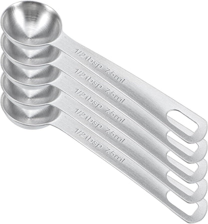 5 PCS Measuring Spoons Tablespoon Measuring Spoon 1/3 Tbsp (1 tsp | 5 ml | 1/6 oz) Stainless Steel Measurings Spoons for Kitchen Cooking Spoon(Silver)