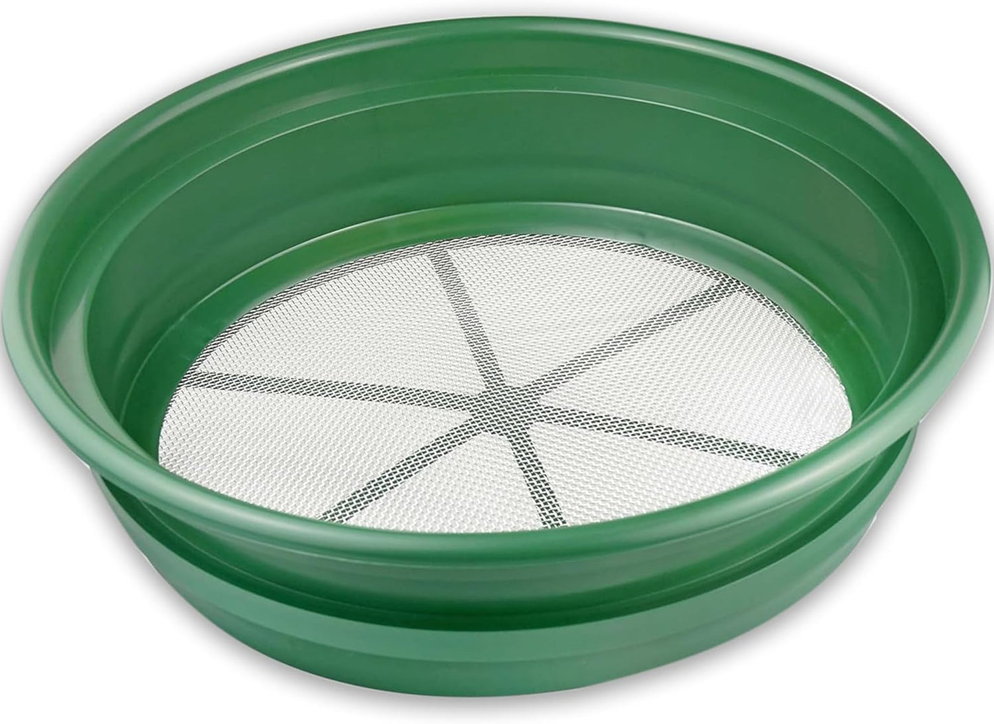 SE 13.25 Inch Wide Stackable Classifier Gold Prospecting Pan - 1/8 Inch Stainless Steel Mesh Sifting Pan, Green