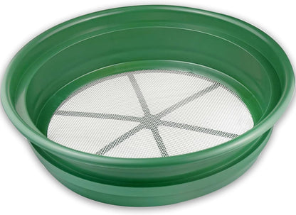 SE 13.25 Inch Wide Stackable Classifier Gold Prospecting Pan - 1/8 Inch Stainless Steel Mesh Sifting Pan, Green