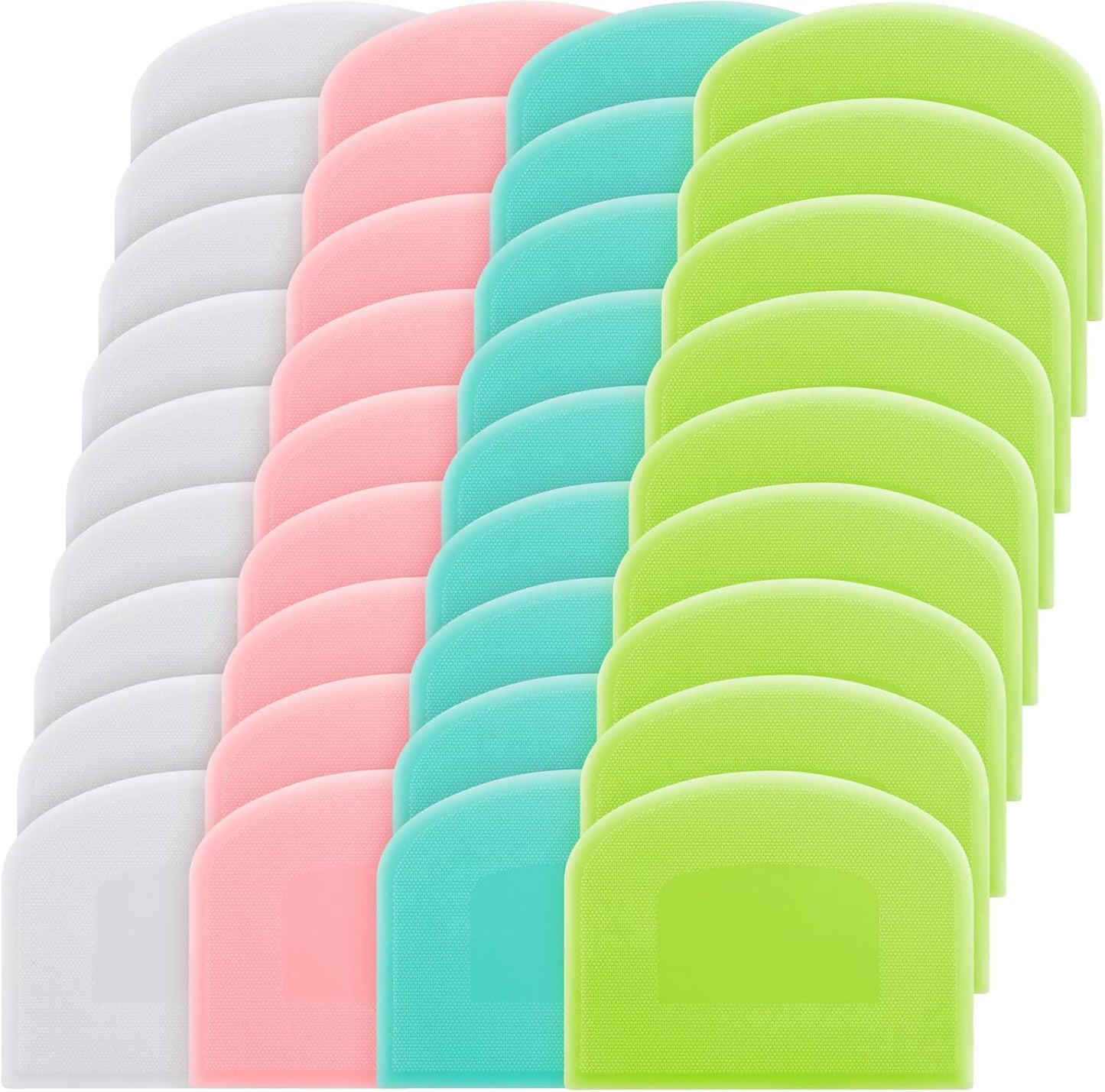 Thyle 20 Pcs Plastic Dough Scraper Set Bowl Multipurpose Dough Cutter Flexible Scraper Spatula for Kitchen Baking Tool Cake Bread Pizza Food Pastry Icing Fondant, White, Pink, Green and Blue