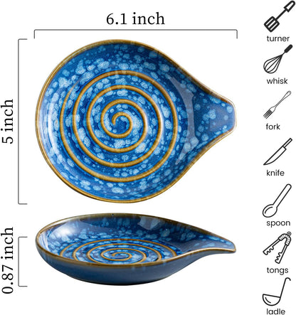 LAUCHUH Spoon Rest, Large Ceramic Spoon Holder for Kitchen Counter Spatula Rest Heat-Resistant Spoon Rest for Stove Top Cooking Utensil Holder, Farmhouse Kitchen Décor for Father's Day, Cream, 5 Inch