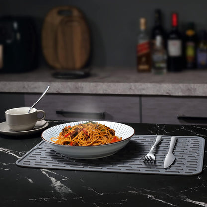 To encounter Silicone Dish Drying Mat - Extral Large 24" x 18" - Set of 2 Flexible Rubber Drying Mat, Heat Resistant Silicone Trivet, Countertop Mat, Dish Draining Mat, Sink Mat