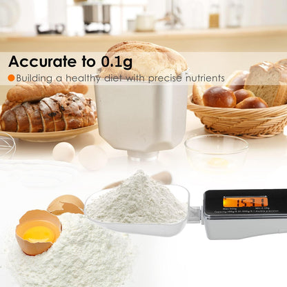 Spoon Scale, Digital Spoon Scale Electronic Measuring Spoon Scale Household Kitchen Spoon Scale Food Scale with Tare Function Capacity 0.05g to 500g Support Unit g/oz/gn/ct/