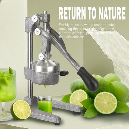 Cast Iron Juicer Hand Press – Heavy Duty Manual Citrus Juicer, Professional Orange Press, Stainless Steel Lemon Squeezer & Lime Juice Extractor (gray)