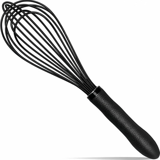 TEEVEA Silicone Whisk Set Non Scratch BPA Free for Nonstick Cookware, 3 Piece 8/10/12 Inch Stainless Steel Core Heat Resistant, Egg Beater for Cooking Baking, Black