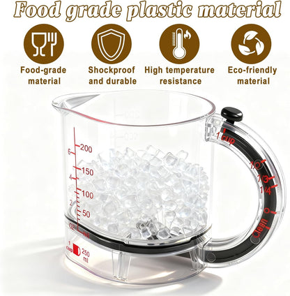 4-in-1 Adjustable Measuring Cup - Multi-Functional Measuring Cup, with Adjustable Base & Scraper-Style Seal Base, Space-Saving Easy to Clean for Cooking and Baking & Ingredients