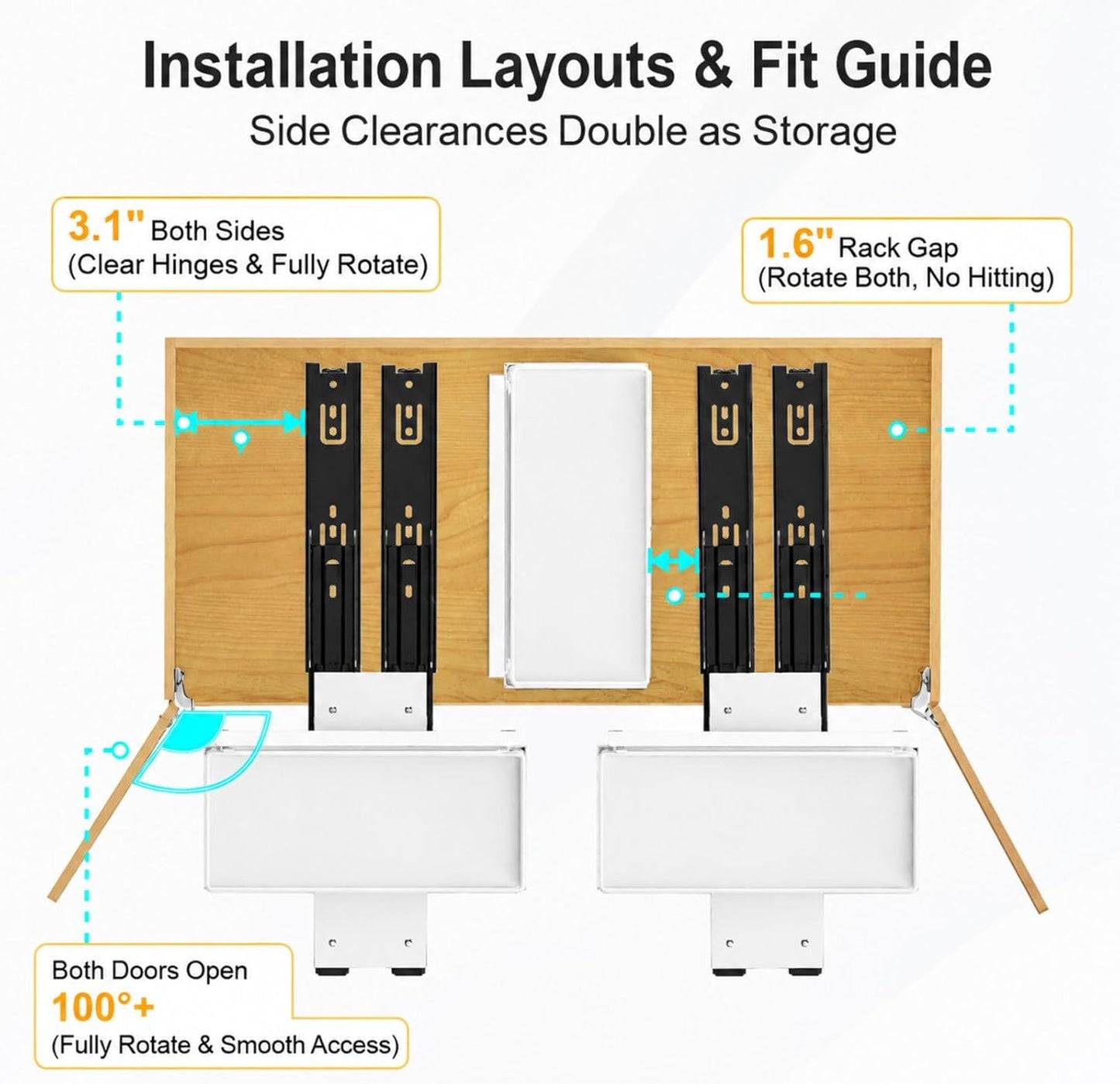 iSPECLE Pull Out Spice Rack - 2 Pack Rotate Peel and Stick No-Drill Vertical Spice Rack Organizer for Cabinet Easy Access Spices, Adjust Height for 4oz to 8oz Spice Jars Inside Kitchen Pantry Cabinet
