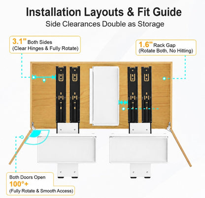iSPECLE Pull Out Spice Rack - 2 Pack Rotate Peel and Stick No-Drill Vertical Spice Rack Organizer for Cabinet Easy Access Spices, Adjust Height for 4oz to 8oz Spice Jars Inside Kitchen Pantry Cabinet