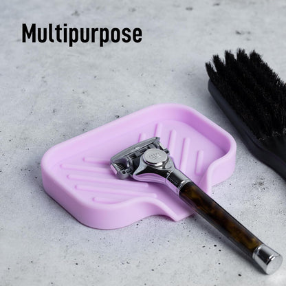 Zulay Kitchen (9x3.5in Sponge Holder for Kitchen Sink - Flexible Heavy-duty Multipurpose Sink Caddy - Counter Organizer for Kitchen, Bathroom, Makeup, Trinkets & More! (Grey)