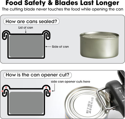 Beneno Can Opener, Manual Side Safe Cut Can Opener Smooth Edge with Durable Sharp Blade, Effort-Saving Knob & Comfortable Non-slip Handle, Brown