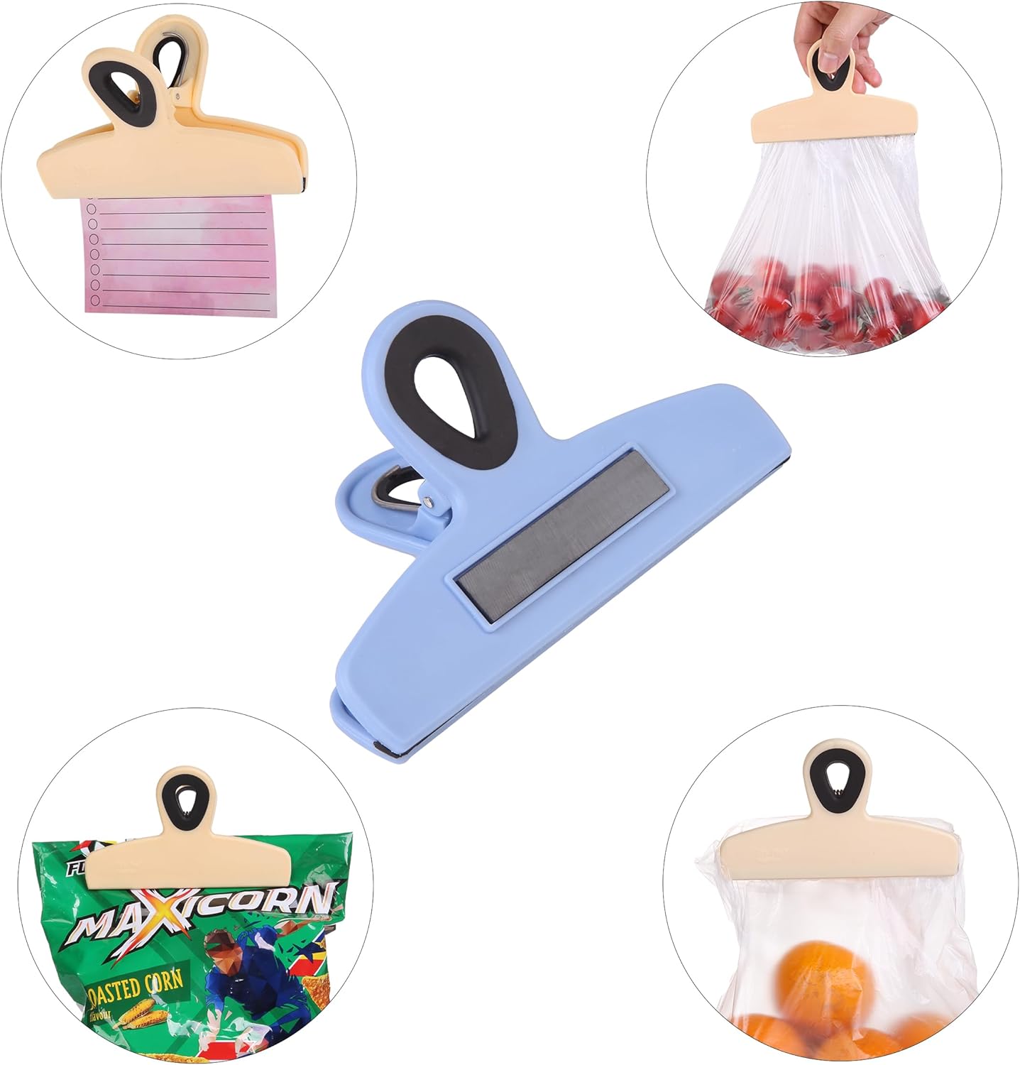 Mr. Pen- Magnetic Bag Clips, 4 Pack, 5" Wide, Heavy Duty Chip Clips for Food Storage, Durable Plastic with Strong Magnet, Non-Slip Grip for Fridge, Snacks, Kitchen, Office