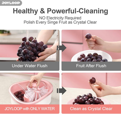 JOYMOOP Fruit Cleaner Spinner JOYLOOP, Large Fruit Washer Spinner, Fruit Cleaner Spinner with Fruit Washer Bowl, Vegetable Fruit Spinner Washer,Fruit and Vegetable Scrubber