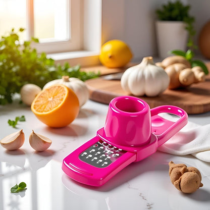 Mini Multifunction Garlic Ginger Grater Tool,Nutmeg Grinder,Kitchen Manual Fruit Vegetable Nuts Chopper Grinder,Graters Peeling,Grating and Slicing Tools (Rose Red)