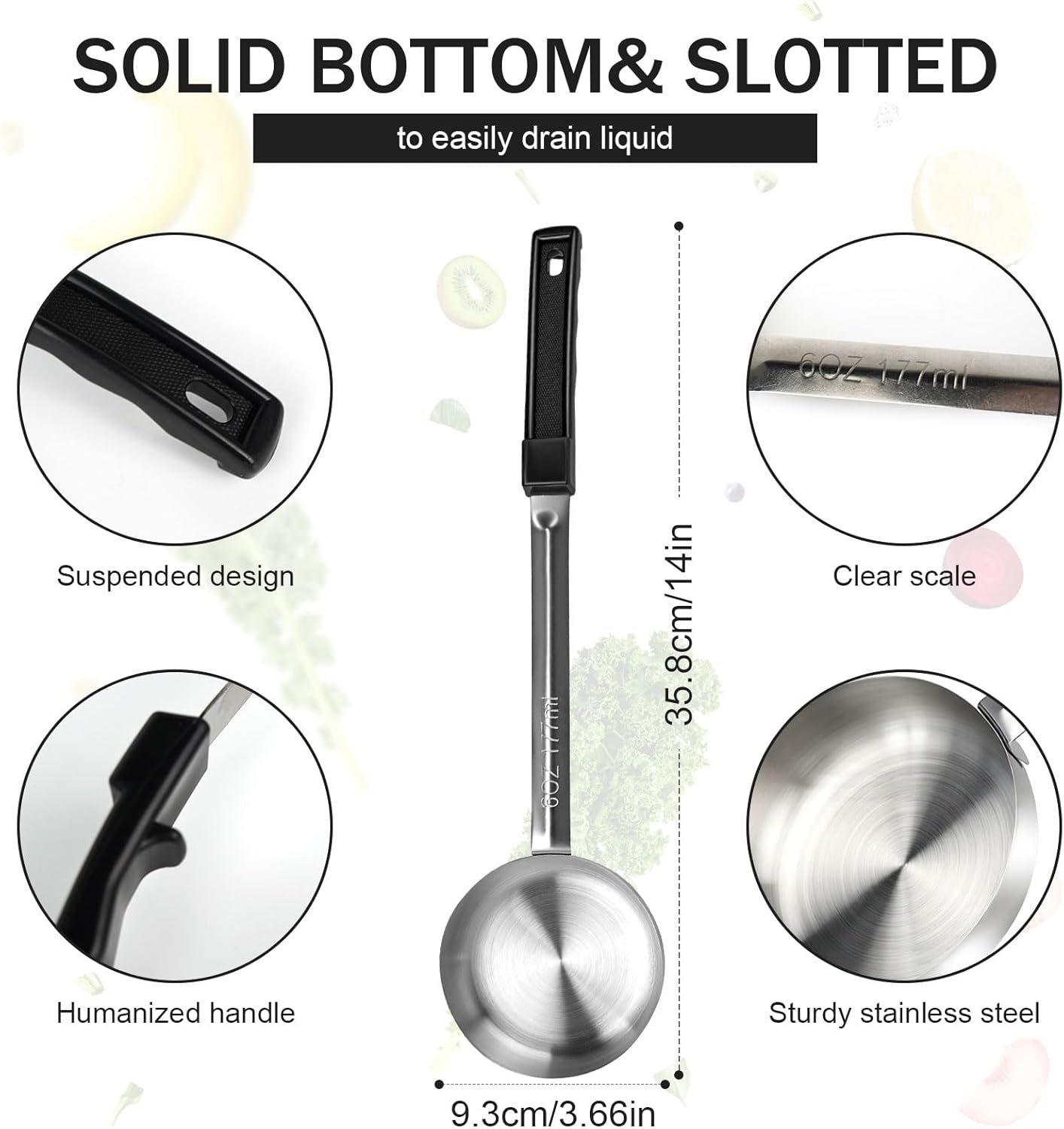 1 Ounce Solid Stainless Steel Portion Control Ladle Spoon - 2Pcs Pizza Sauce Serving Spoons Portion Ladle for Sauces, Perfect for Weight Watchers, Buffets, Parties