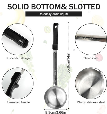 1 Ounce Solid Stainless Steel Portion Control Ladle Spoon - 2Pcs Pizza Sauce Serving Spoons Portion Ladle for Sauces, Perfect for Weight Watchers, Buffets, Parties
