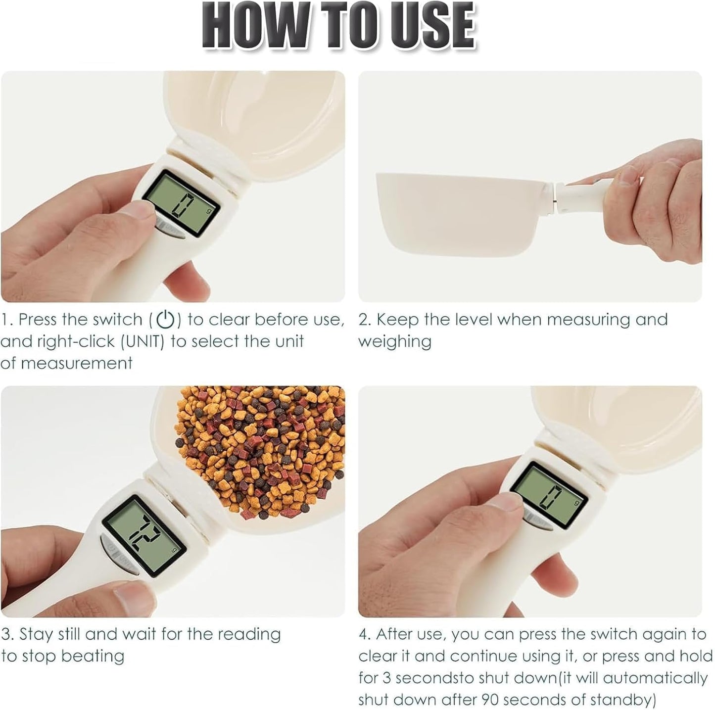 Digital Food Measuring Scoop Scale - Electronic Kitchen Measuring Spoon Scale for Cooking Baking - Smart Adjustable Measure Cup for Home Cooks Bakers Chefs Pet Owners