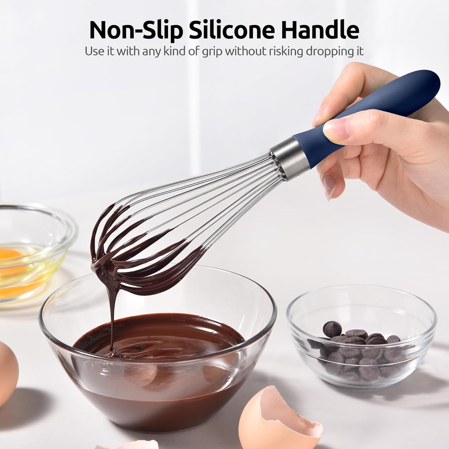 U-Taste 7" Mini Whisk for Cooking: 18/8 Stainless Steel Small Metal Kitchen Wisk, Tiny Hand Mixing Tool for Coffee, Egg, Sauce, 6-Wires Compact Head for Baking, Beating in Bowl, Mug, Jar (Set of 2)