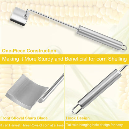Long Handle Stainless Steel Corn Peeler,Easy Clean Corn on the Cob Remover for Home Kitchen and Outdoor Dining